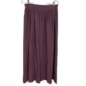 Vintage Plaid Prairie Maxi Skirt L Red 90s Cottagecore Boho Classic Western Long